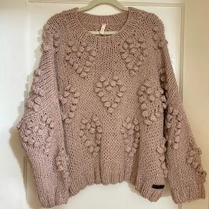 Wishlist Mauve Pink Heart Sweater NWOT Size M/L